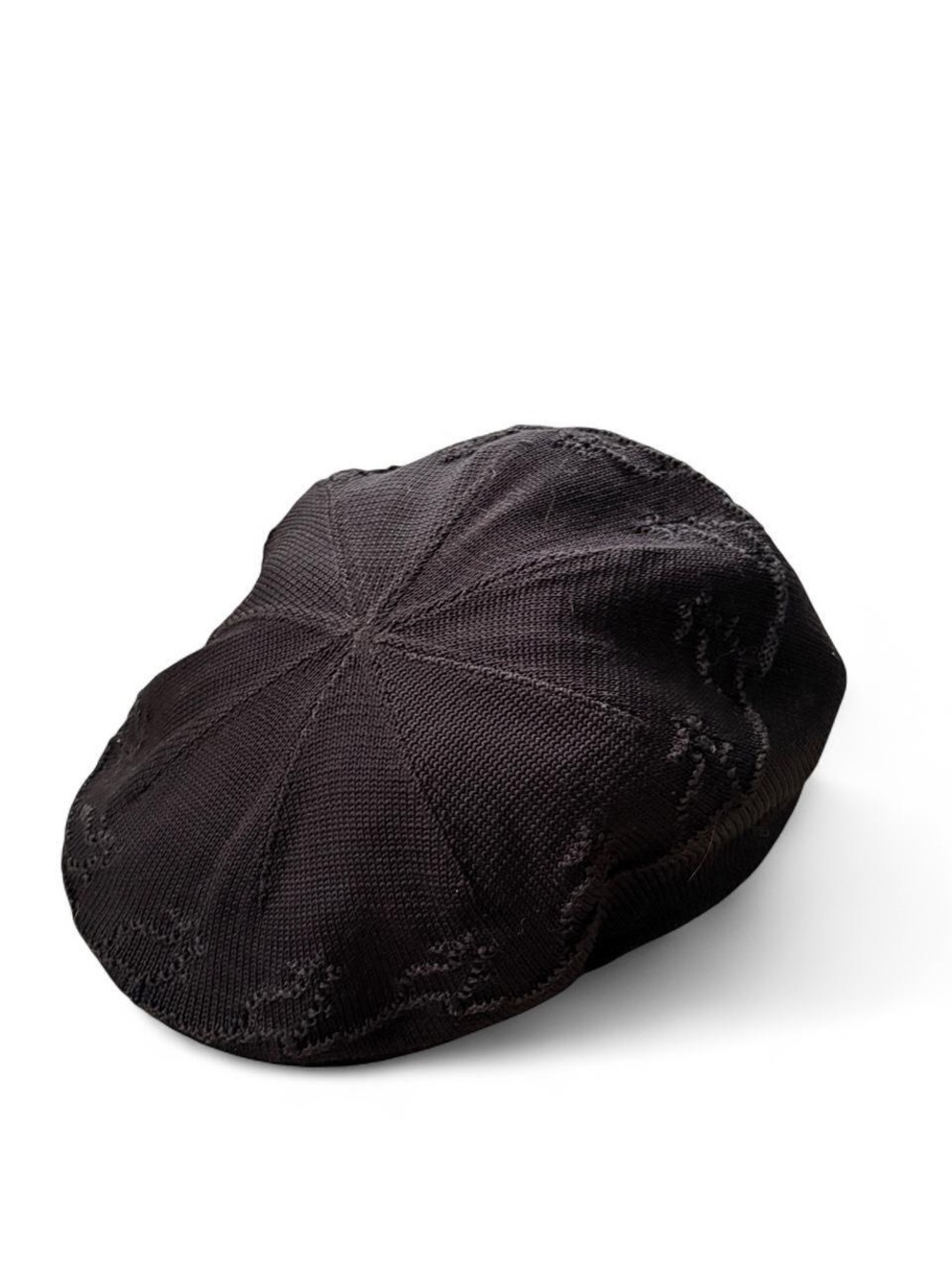 Kangol Black Eight-Panel Knit Newsboy Cap